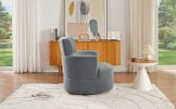 360° Swivel Chair Upholstered Accent Barrel Chair Swivel Round Sofa Chair with Adjustable Headrest for Living Room, Bedroom, Office and Hotel, Grey
