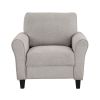 armModern Transitional Sand Hued Textured Fabric Upholstered 1pc Chair Attached Cushion Living Room Furniture