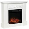Elegant Electric Fireplace with Floral Carving - Realistic Flame Effect Heater for Cozy Room Ambiance