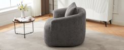 360° Swivel Chair, 38.2" Accent Chair Sofa, Upholstered Swivel Barrel Sofa Chair with a Throw Pillow for Living Room, Bedroom, Office and Hotel, Grey