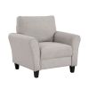 armModern Transitional Sand Hued Textured Fabric Upholstered 1pc Chair Attached Cushion Living Room Furniture