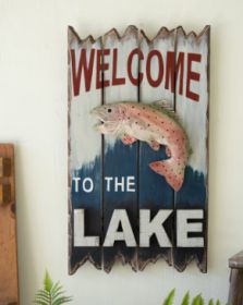 WELCOME TO THE LAKE SIGN WITH TROUT