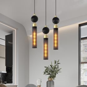 Modern Black Wrought Iron Pendant Light For Kitchen Island, Adjustable Cord Pendant Fixture, Hanging Lighting Over Kitchen Island, Indoor Chandelier F