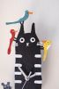 HAND PAINTED WALL CLOCK - BLACK CAT WITH BIRDS