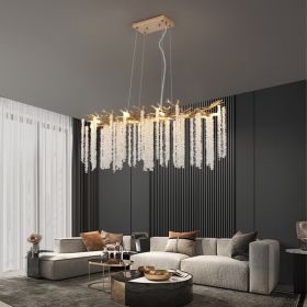 39-inch Modern Golden Pendant Light With Cascading Crystal Strands, Ideal For Living Room, Dining Room And Foyer, High-End Decorative Lighting Fixture