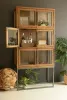 RECYCLED PINE CABINET WITH GLASS DOORS AND IRON FRAME - 34X15X71"T