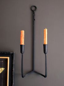 FORGED-IRON DOUBLE TAPER WALL SCONCE