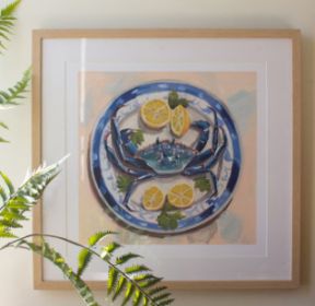 FRAMED CRAB DINNER PAINTING
