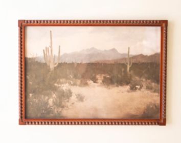 FRAMED DESERT LANDSCAPE PRINT UNDER GLASS