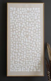 FRAMED ACRYLIC KHAKI AND WHITE ABSTRACT PAINTING