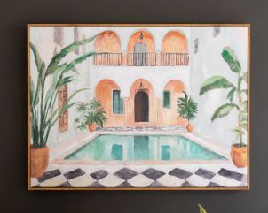 FRAMED MOROCCO HOTEL PAINTING