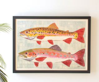 FRAMED TWO FISH PAINTING