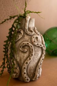 PAINTED CLAY OCTOPUS VASE