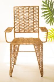 IRON AND SEAGRASS ARM CHAIR