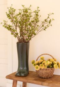 LARGE CERAMIC GREEN BOOT VASE