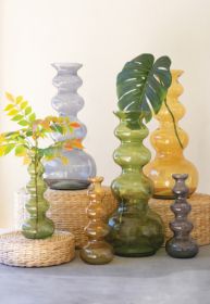 LARGE GLASS BUBBLE VASE -  BLUE