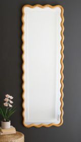 LARGE WOODEN SQUIGGLE RECTANGLE FRAMED MIRROR