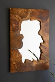LIVE-EDGE TEAK WOOD FRAMED MIRROR