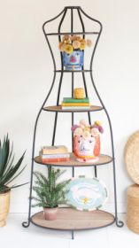METAL AND WOOD MANNEQUIN WITH SHELVES