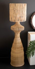 RATTAN FLOOR LAMP WITH SHADE - 60" TALL