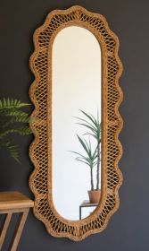 RATTAN SQUIGGLE FRAMED OVAL MIRROR
