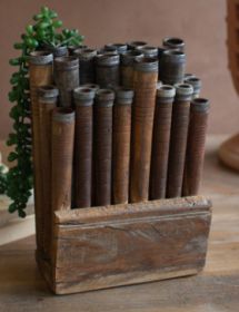 RECLAIMED WOODEN THREAD SPOOL ART