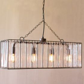 RECTANGLE PENDANT LIGHT WITH GLASS CHIMES