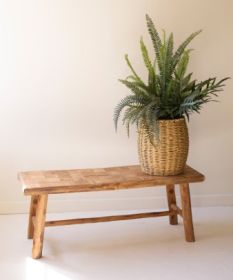 RECYLED FIR WOOD BENCH WITH PARQUE TOP