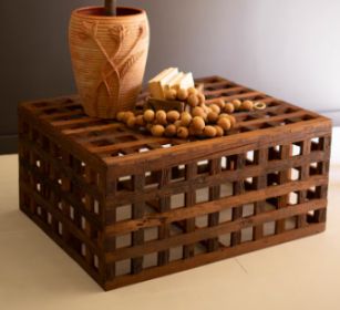 RECYCLED TRUCK WOOD GRID COFFEE TABLE