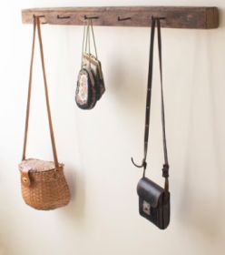 RECYCLED WOOD COAT RACK WITH FORGED IRON HOOKS (MIN 2)