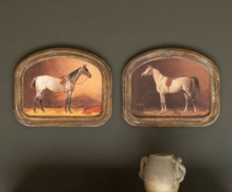 SET OF TWO FRAMED HORSE PRINTS UNDER GLASS