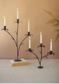 SET OF TWO FORGED-IRON TRIPLE TAPER CANDELABRAS (MIN 2)