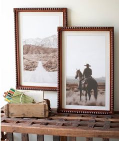SET 2 FSET 2 FRAMED COWBOY & DESERT PHOTOGRAPHY PRINTS UNDER GLASS
