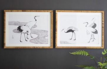 SET OF TWO FRAMED SHORE BIRD PRINTS UNDER GLASS