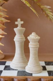 SET OF TWO GREY-WASH CHESS PIECES (MIN 2)