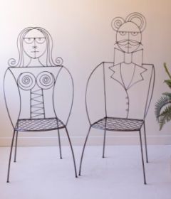 SET OF TWO IRON MAN AND WOMAN CHAIRS