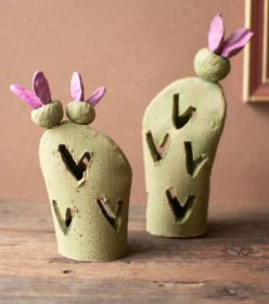 SET OF TWO PRICKLY PEAR CLAY LUMINARIES (MIN 2)