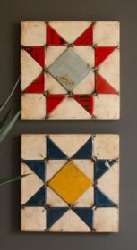 SET OF 2 RECYCLED METAL QUILT PATTERN SQUARES