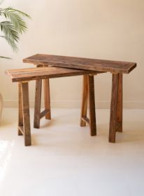 SET OF TWO RECYCLED WOODEN CONSOLES