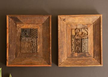 SET OF TWO REPURPOSED WOOD FRAMED BLOCK STAMPS