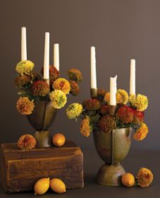 SET OF TWO TAPER CANDELABRAS WITH PLANTER