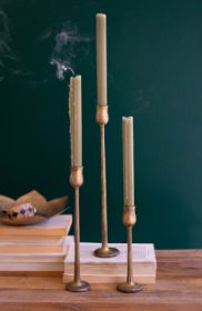 SET OF THREE METAL TAPER CANDLE HOLDERS - ANTIQUE BRASS #1 (MIN 2)