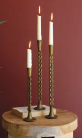 SET OF THREE ANTIQUE BRASS TAPER CANDLE HOLDER