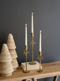 SET OF THREE FORGED-IRON DEER ANTIQUE GOLD TAPER CANDLE HOLDERS (MIN 2)