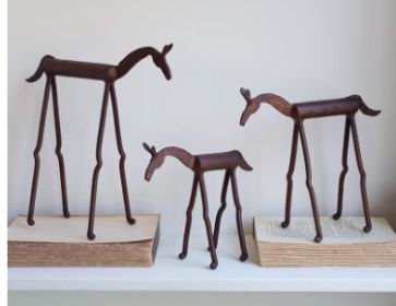 SET OF THREE FORGED-IRON HORSES