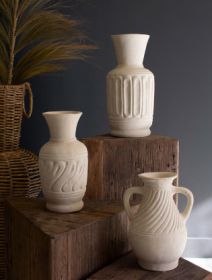 SET OF THREE PAPER MACHE VASES