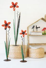 SET OF THREE RECYCLED IRON FLOWERS