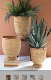 SET OF THREE SPLIT CANE  BASKETS