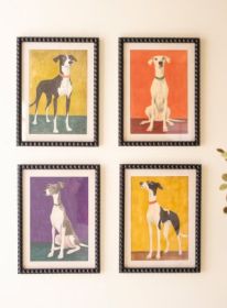 SET OF FOUR FRAMED HOUND PRINTS UNDER GLASS