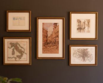 SET 5 MIXED FRAMED EUROPE GALLERY WALL PRINTS UNDER GLASS